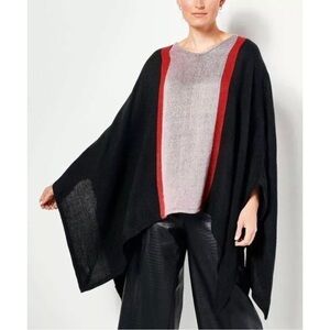 Jason Wu woven black & red striped poncho
